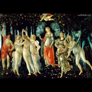 Sandro Botticelli. A Primavera. Têmpera sobre painel, 203x314cm, Galeria Uffizi, Florença. Fonte: UFFIZI1, 2014.
